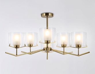 Люстра со стеклянными плафонами на штанге **42- см, 6*E14*40W, K, Ambrella Light High Light LH57008, латунь