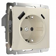 W1171703 Розетка с заземлением, шторками и USB тип A+C, слоновая кость Werkel, 4690389176425