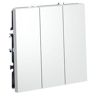 Выключатель встраиваемый Voltum S70 трехклавишный 10А, белый матовый пластик Soft touch VLS030102