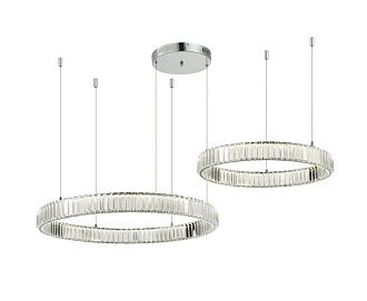 Люстра Ø600(800) x H1200, мм, 80W 4000K, CHROME (Хром) NewRgy 2107A-DW-6+8 CHROME