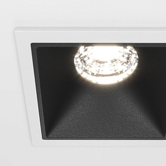 LED светильник 7 см, 10W, 4000K, Maytoni Downlight Alfa LED DL043-01-10W4K-SQ-WB, белый-черный, вр 5,5*5,5 см