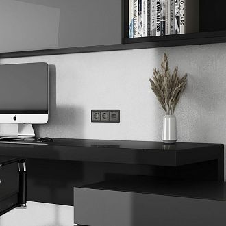 W1191144 Накладка для двойной розетки Еthernet RJ-45, графит акрил Werkel, 4690389197581