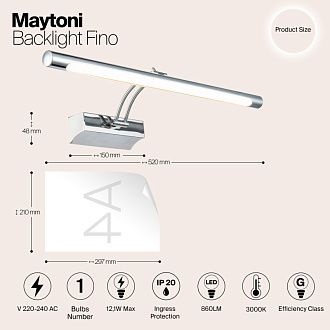 Подсветка 52 см Maytoni Fino MIR003WL-L12CH, хром