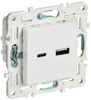 SKANDY Розетка USB A+C 18Вт SK-R13W арк. бел. IEK, SK-U22-018-K01