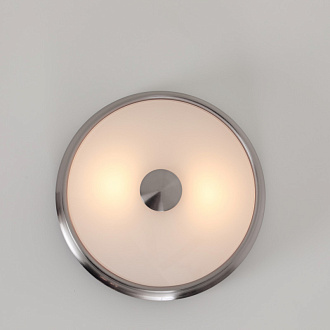 Светильник 26 см, 40W Favourite Pannikin 2691-2C, D255*H100, никель, плафон из белого матового стекла