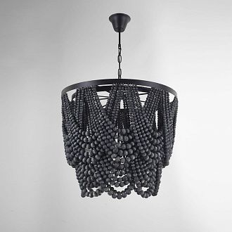 Подвесная люстра Amelia Wood Bead Chandelier 60*60*71 см, 5*E14*40W, ImperiumLoft 40.2125, Чёрный, Коричневый