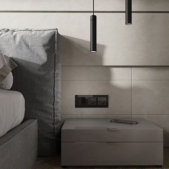 W1171748 Розетка с заземлением, шторками и USB тип A+C, черный акрил Werkel, 4690389197741