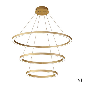 Светильник 120 см, 158W, 3000-6300K, Crystal Lux FORTUNA SP158W LED D400+600+800 GOLD, золото