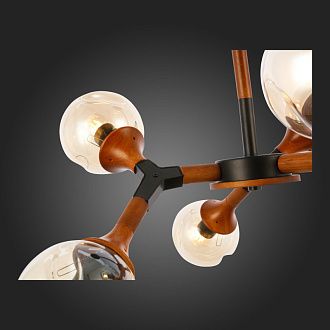 Люстра потолочная 75 см, 360W,  EVOLUCE  RAQUEL  SLE109402-06  Черный, Темное дерево