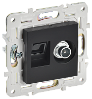 SKANDY Розетка двойная TV+RJ45 кат.6E SK-A15Bl черн. IEK, SK-AK20-2-K02