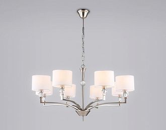 Подвесная люстра с абажурами и хрусталем **88- см, 8*E14*40W, K, Ambrella Light High Light LH71123, никель