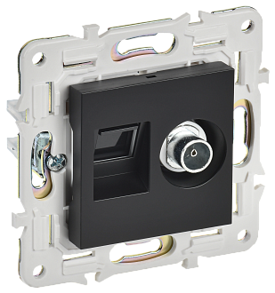 SKANDY Розетка двойная TV+RJ45 кат.6E SK-A15Bl черн. IEK, SK-AK20-2-K02