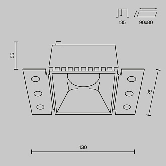 Светильник 13 см, Maytoni Downlight Share DL051-01-GU10-SQ-WS, серебро, вр 8 см