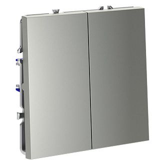 Выключатель встраиваемый Voltum S70 двухклавишный 10А, сталь пластик Soft touch VLS020105