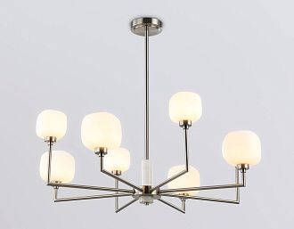 Люстра на штанге с мрамором **30-68 см, 8*G9*40W, K, Ambrella Light High Light LH53003, сатин