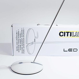 Настольная LED лампа Citilux Ньютон CL803030 с выключателем,хром/белый