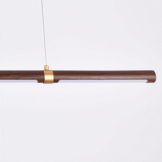 Подвесная люстра Favourite Cuero 4111-1P, L1200*W35*H100/1200, каркас светильника выполнен из металла, окрашенного под темное дерево, которое благородно сочетается с креплениями в цвете матовое золото. Акриловый р