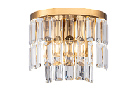 Бра L250 x W150 x H230, мм, 2*40W (80W), PLATING BRASS+CLEAR (Латунь + Прозрачный Хрусталь) NewRgy W2752P/2A PLATING BRASS+CLEAR
