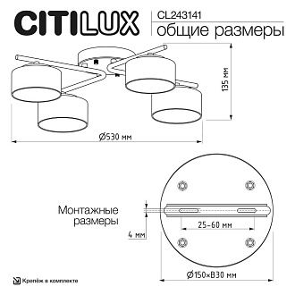 Светильник 53 см, Citilux ESPACE CL243141, черный