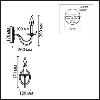 Бра 13**-29 см, 1*E14*40W, Lumion INCANTO 8034/1W, хром, прозрачный