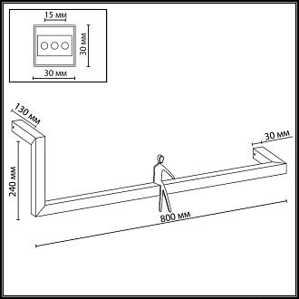 Настенный светильник 80 см, 14W, 3000K, Odeon Light Hightech Grafic 7153/14WL, черный