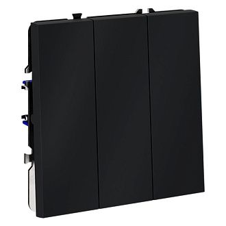 Выключатель встраиваемый Voltum S70 трехклавишный 10А, графит пластик Soft touch VLS030107