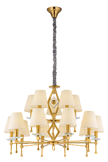 Люстра Ø890 x H500(950), мм, 15*40W (600W), BRASS(Латунь) NewRgy 8695/10+5LT BRASS