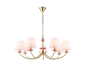 Подвесная люстра с абажуром и декором из керамики **80- см, 7*E14*40W, K, Ambrella Light High Light LH75025, золото
