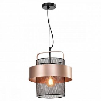Светильник подвесной Lussole Bullock LSP-8407, диаметр 30 см, черный-медь