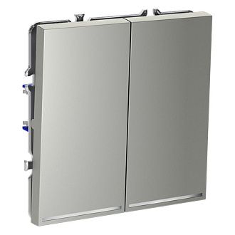 Выключатель встраиваемый Voltum S70 двухклавишный с подсветкой 10А, сталь пластик Soft touch VLS020205