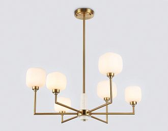 Люстра на штанге с мрамором **30-68 см, 6*G9*40W, K, Ambrella Light High Light LH53015, латунь