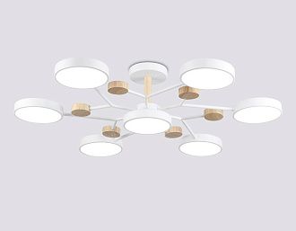 Люстра светодиодная на штанге **19- см, **W, 3000-6000K, Ambrella Light Comfort FL4864, белый, дерево