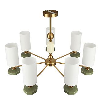 Люстра потолочная LUMION 8427/7C MODERNI, латунь/белый/зеленый, металл/керамика/стекло  E27 7*60W 220V MILA