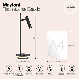 Настольная лампа LED Maytoni Estudo Z010TL-L8B3K Черный