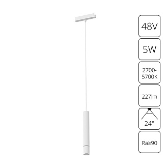 Трековый магнитный светильник 4 см, 5W, 2700-6500K, Arte Lamp Rapid A2959PL-1WH, белый