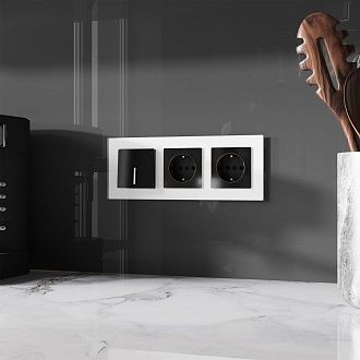 W1171048 Розетка с заземлением, черный акрил Werkel, 4690389197703