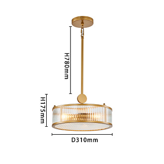 Подвесная люстра Favourite Radiales 3099-3P, D310*H440/1060, золота, плафон из прозрачного рельефного стекла, круглый декоративный элемент цвета золота
