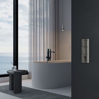 W1122044 Выключатель двухклавишный проходной, графит акрил Werkel, 4690389197468