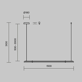 Линейный светильник 150*18*310 см, LED, 28W, 3000К, Maytoni Plume MOD340PL-L28BS3K латунный