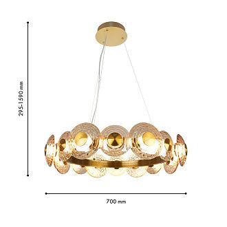 Подвесная люстра 70*29,5-159 см, 16*LED, 72W, 4000K, Favourite Claros 4641-16P, латунь