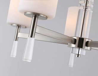 Люстра со стеклянными плафонами на штанге **59- см, 5*E27*60W, K, Ambrella Light High Light LH56251, никель