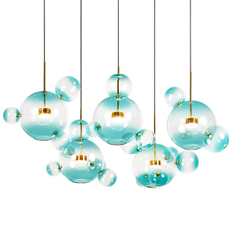Подвесной светильник 165*60*68 см, 5*LED*10W LOFT IT Bolle 2027-S5 Blue золото