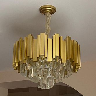 Подвесной светильник Omnilux Rapolla OML-72003-06, диаметр 50 см, золото-стекло