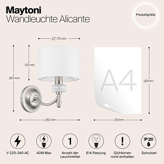 Бра Maytoni Alicante MOD014WL-01N, белый