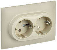 SKANDY Розетка 2-я с з/к без з/ш 16А сб. SK-R08B беж. IEK, SK-R21-16-K10-F