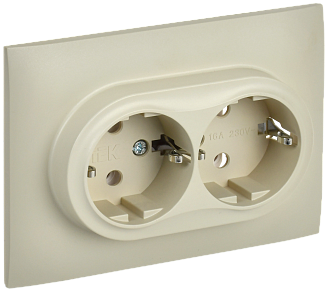 SKANDY Розетка 2-я с з/к без з/ш 16А сб. SK-R08B беж. IEK, SK-R21-16-K10-F