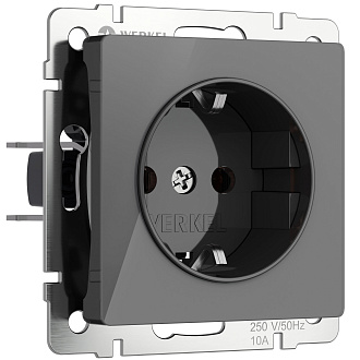 W1171044 Розетка с заземлением, графит акрил Werkel, 4690389197505
