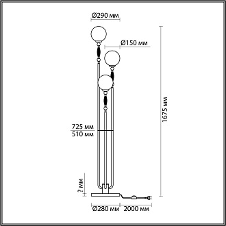 Торшер 29*29*167,5 см, 3 E14*40W, Odeon Light Palle, золотой 5405/3F