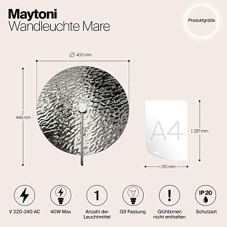 Светильник 45 см, Maytoni Mare MOD305WL-01CH, хром