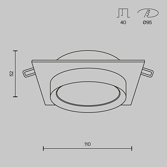Светильник 11 см, Maytoni Downlight Hoop DL086-GX53-SQ-B, черный, вр 9,5 см